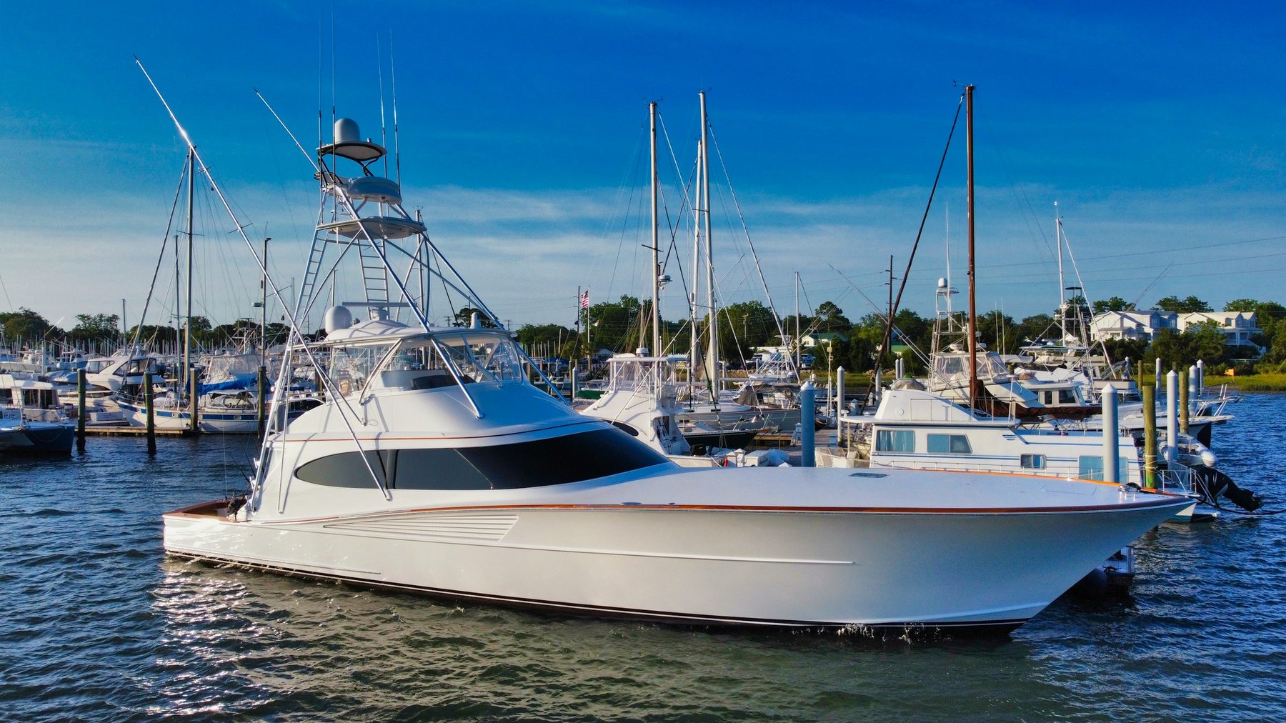 Sport-fishing boats in the harbor at Beaufort
